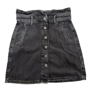 Pilcro Anthropologie Gray Denim Mini Skirt Button Front Paperbag Waist Size 4